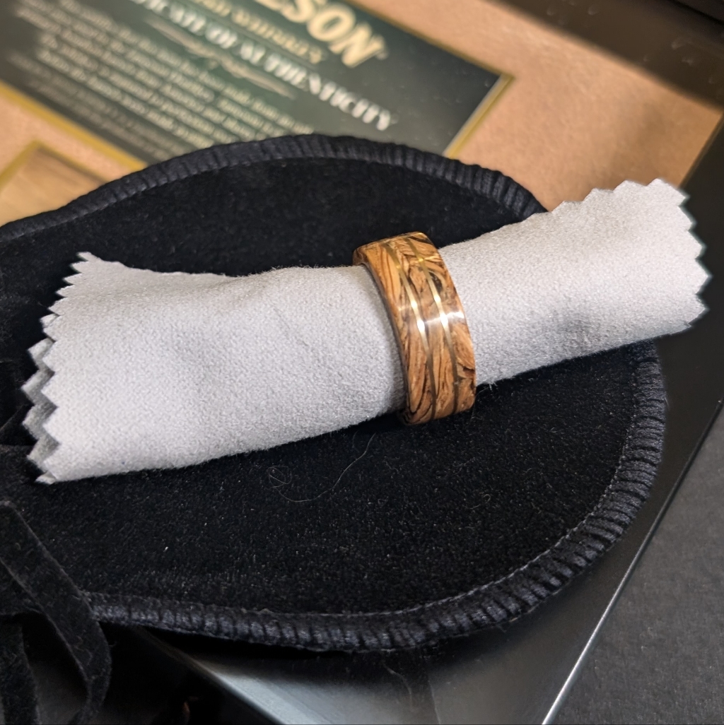 Size 8 | Jameson Whiskey Barrel Ring With Two 14k Yellow Gold Inlays